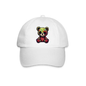 Teddybär / Kuscheltier / Stofftier / Geschenkidee - Baseballkappe - Weiß/Weiß - Vorne