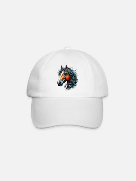 Pferd - Baseballkappe - Weiß/Weiß