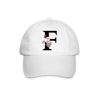 Tropischer Blumenbuchstabe f - Baseballkappe - Weiß/Weiß - Vorne
