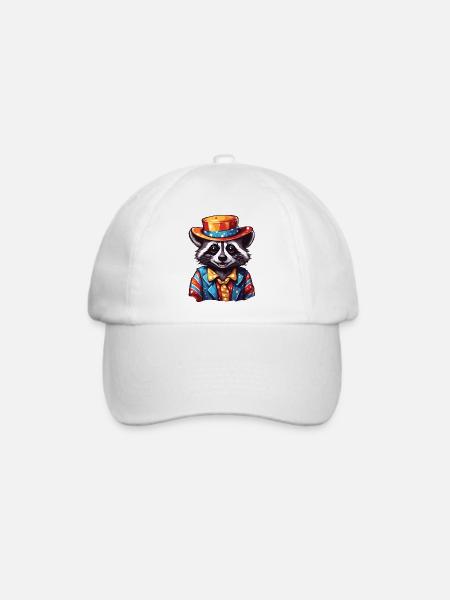 Clown Tier / Zirkus / lustig / bunt / Waschbär - Baseballkappe - Weiß/Weiß