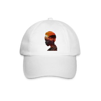 Afrikanische Frau - Baseballkappe - Weiß/Weiß - Vorne