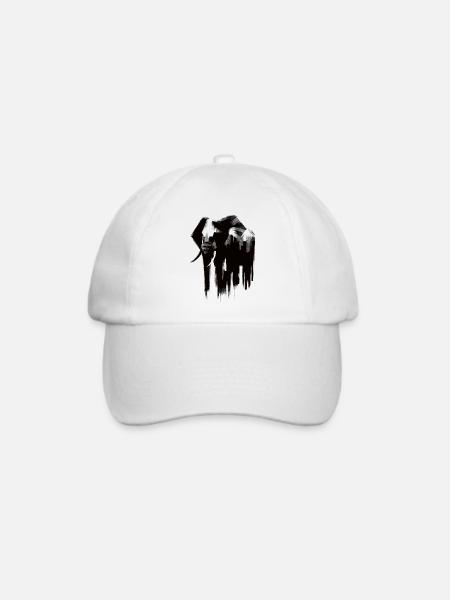 Elefant Kohlezeichnung - Baseballkappe - Weiß/Weiß