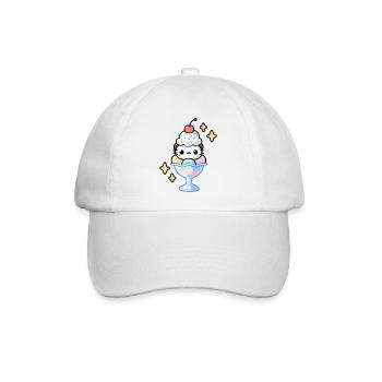 Babykatze liebt Eiscreme - Baseballkappe - Weiß/Weiß - Vorne