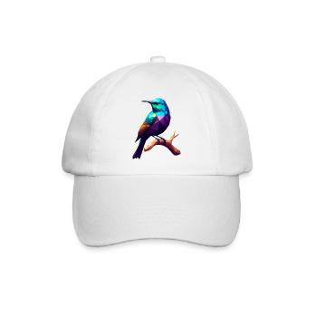 Vogel abstract auf Ast, Geschenkidee - Baseballkappe - Weiß/Weiß - Vorne