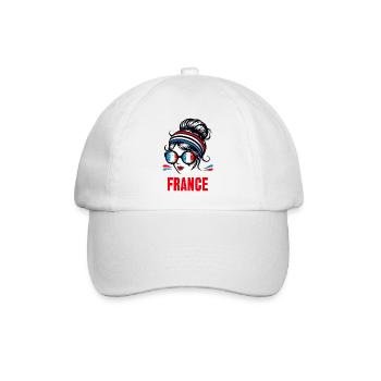 Stylisches France Girl: Retro-Chic mit modernem Twist - Baseballkappe - Weiß/Weiß - Vorne