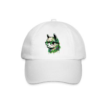 Alpaka mit Brille - Baseballkappe - Weiß/Weiß - Vorne