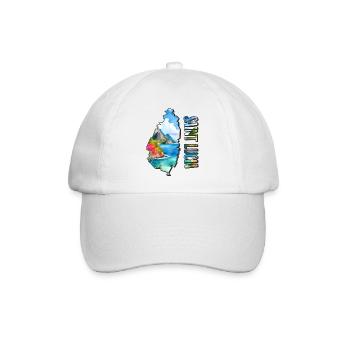 Aquarell Landkarte Saint Lucia - Baseballkappe - Weiß/Weiß - Vorne