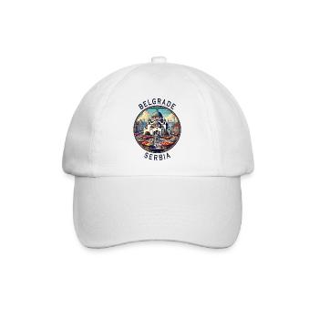 Belgrad Serbien Beograd Design - Baseballkappe - Weiß/Weiß - Vorne