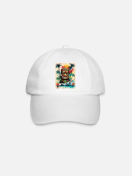Tiki Splash art - Baseballkappe - Weiß/Weiß