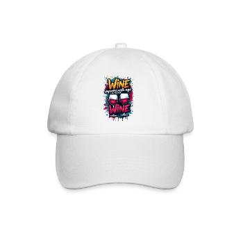 WEIN WIRD MIT DEM ALTER BESSER, ICH VERBESSERE MICH MIT WEIN. - Baseballkappe - Weiß/Weiß - Vorne