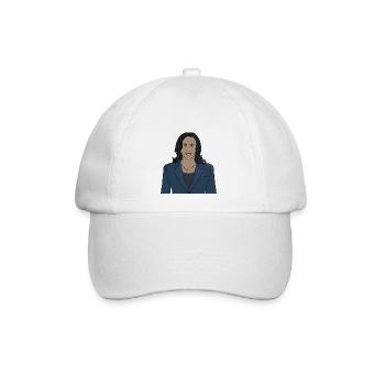 Stimmen Sie bei den US-Präsidentschaftswahlen für Kamala Harris - Baseballkappe - Weiß/Weiß - Vorne