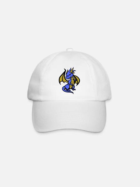 drache comic - Baseballkappe - Weiß/Weiß