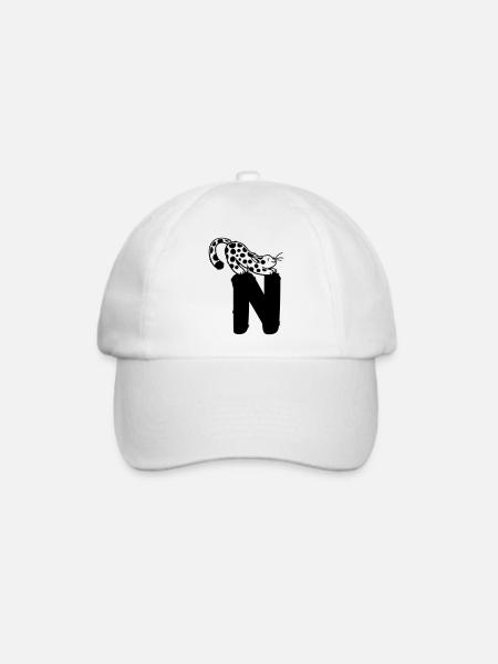 Katze Buchstabe N - Baseballkappe - Weiß/Weiß