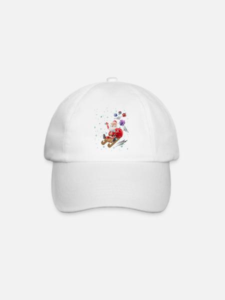 Weihnachtsmann und die Geschenke - Baseballkappe - Weiß/Weiß