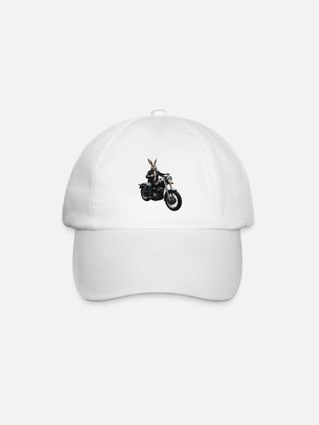 Biker Hase - Baseballkappe - Weiß/Weiß