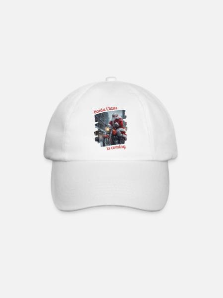 Santa Claus is coming - Weihnachtsmann Motorrad - Baseballkappe - Weiß/Weiß