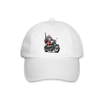 Weihnachtsmann mit Revolver auf Motorrad - Baseballkappe - Weiß/Weiß - Vorne