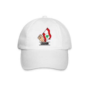 Flagge Libanon faust text LIBANON - Baseballkappe - Weiß/Weiß - Vorne
