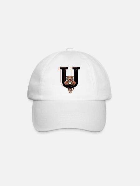 Buchstabe u Tiger - Geschenkidee - Baseballkappe - Weiß/Weiß