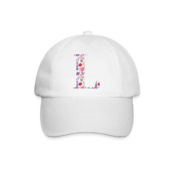 Personalisierter Blumenbuchstabe l - Geschenkidee - Baseballkappe - Weiß/Weiß - Vorne