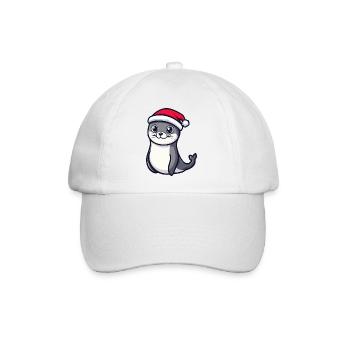 Robbe Tier Weihnachten - Baseballkappe - Weiß/Weiß - Vorne