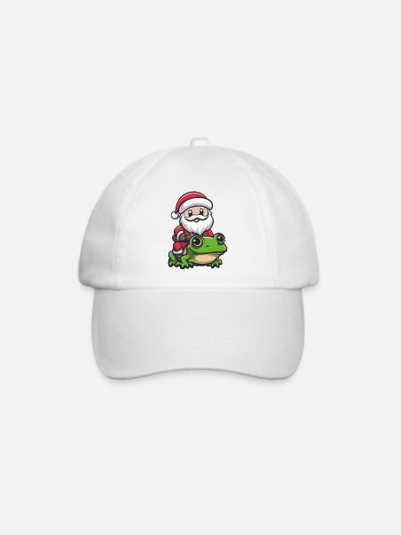Frosch Weihnachtsmann Cartoon - Baseballkappe - Weiß/Weiß