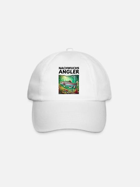 Forelle Motive Kinder Angeln - Baseballkappe - Weiß/Weiß