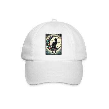 Schwarze Katze Luna - Baseballkappe - Weiß/Weiß - Vorne