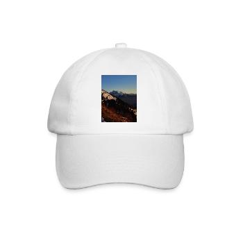 Sonnenuntergang über schneebedeckten Gipfeln - Baseballkappe - Weiß/Weiß - Vorne