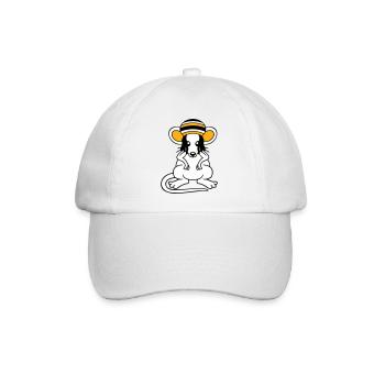 Maus Raggae Jamaika Hut Rasta Locken Chill Mütze - Baseballkappe - Weiß/Weiß - Vorne