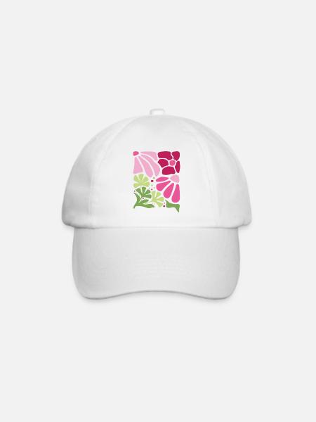 Boho Blumen Frühling Sommer Garten Natur - Baseballkappe - Weiß/Weiß