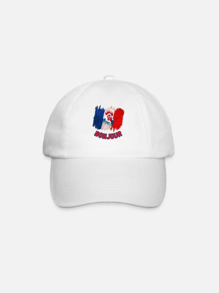 Bonjour france-französischer Stolz Gallischer Hahn - Baseballkappe - Weiß/Weiß