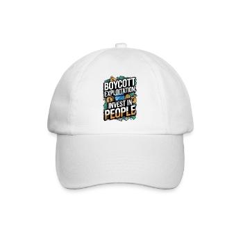 Boykott der Ausbeutung - Invest in People - Baseballkappe - Weiß/Weiß - Vorne