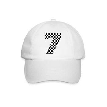 Nummer 7 kariert - Baseballkappe - Weiß/Weiß - Vorne