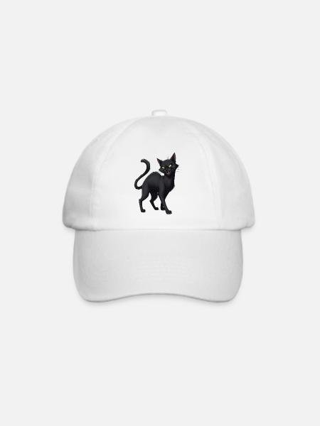 Schwarze Katze - Baseballkappe - Weiß/Weiß