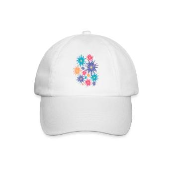 Bunte Blüten (Used) 02 - Baseballkappe - Weiß/Weiß - Vorne