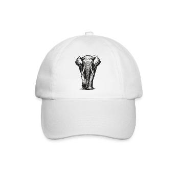 Elefant - Großwild, Stoßzahn, Elfenbein - Baseballkappe - Weiß/Weiß - Vorne
