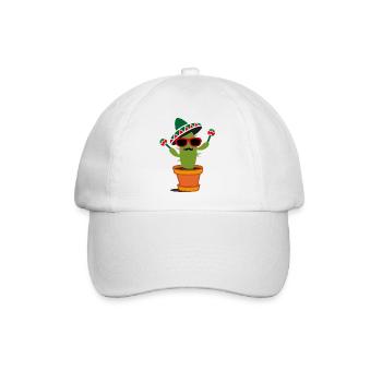 Lustiger Kaktus mit Sombrero und Maracas - Baseballkappe - Weiß/Weiß - Vorne