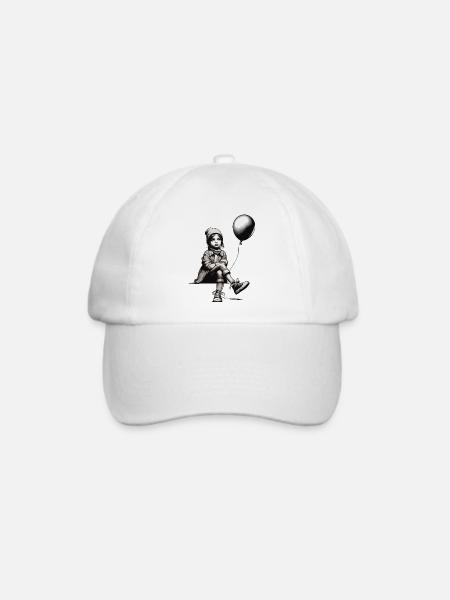 Mädchen mit Luftballon - Baseballkappe - Weiß/Weiß