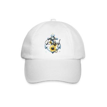 Meeresanker mit Sonnenblumenmotiven - Baseballkappe - Weiß/Weiß - Vorne