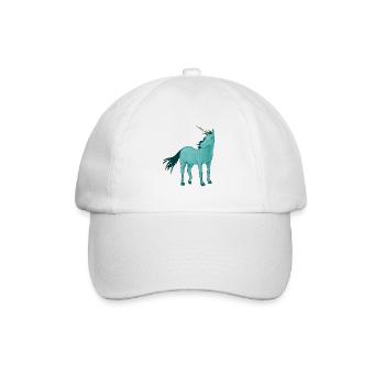 Einhorn im cyanfarbenen Kleid - Baseballkappe - Weiß/Weiß - Vorne