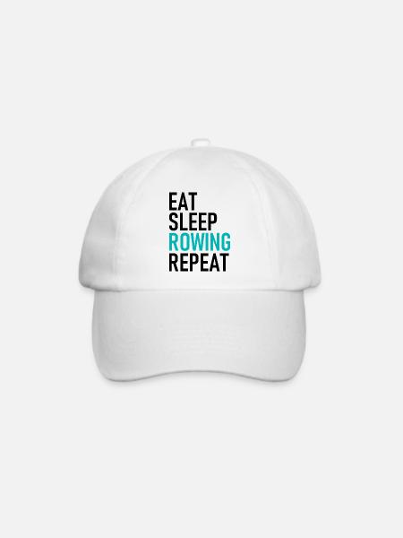 Eat Sleep Rowing Repeat - Rudern - Ruderer - Ruder - Baseballkappe - Weiß/Weiß