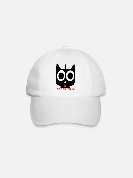 schwarze Katze - Baseballkappe - Weiß/Weiß
