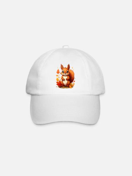 Niedliches Eichhörnchen im Herbst - Baseballkappe - Weiß/Weiß