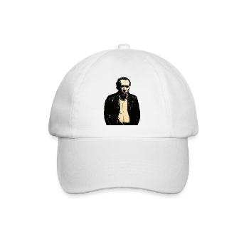 Noir Charles Bukowski Porträt - Baseballkappe - Weiß/Weiß - Vorne