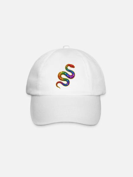 Regenbogen Glitzer Schlange - Baseballkappe - Weiß/Weiß