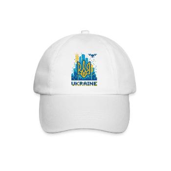 Ukrainischer Dreizack Stadtbild - Baseballkappe - Weiß/Weiß - Vorne