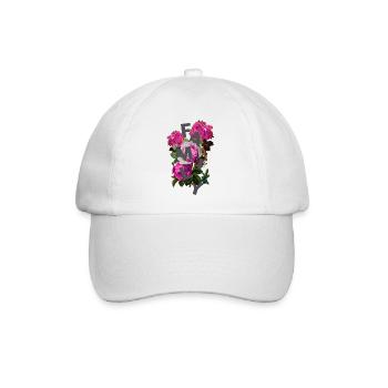 Florale Familienmonogramm Collage - Baseballkappe - Weiß/Weiß - Vorne