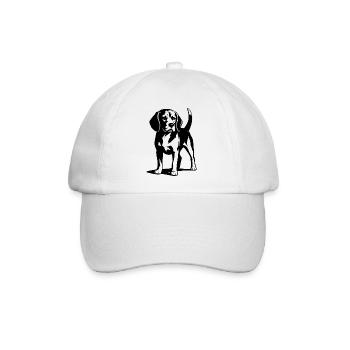 Minimalistische Beagle-Hundelinie - Baseballkappe - Weiß/Weiß - Vorne