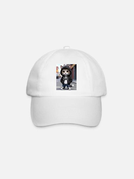 City Cat Kapuzenpullover Streetwear - Baseballkappe - Weiß/Weiß